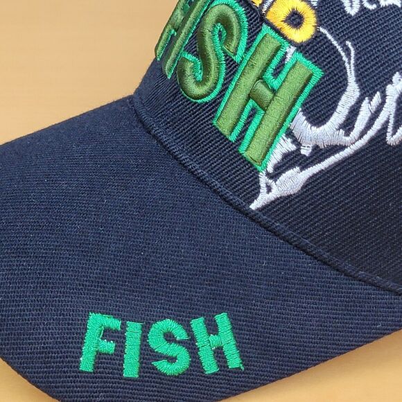 Embroidered Shut Up & Fish Fishing Hat Black Adjustable Hook & Loop Trucker Cap - Picture 11 of 16
